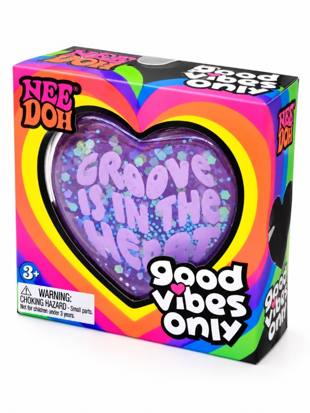 NeeDoh Good Vibes Only Heart "Groove is in the Heart" Purple Glitter Schylling